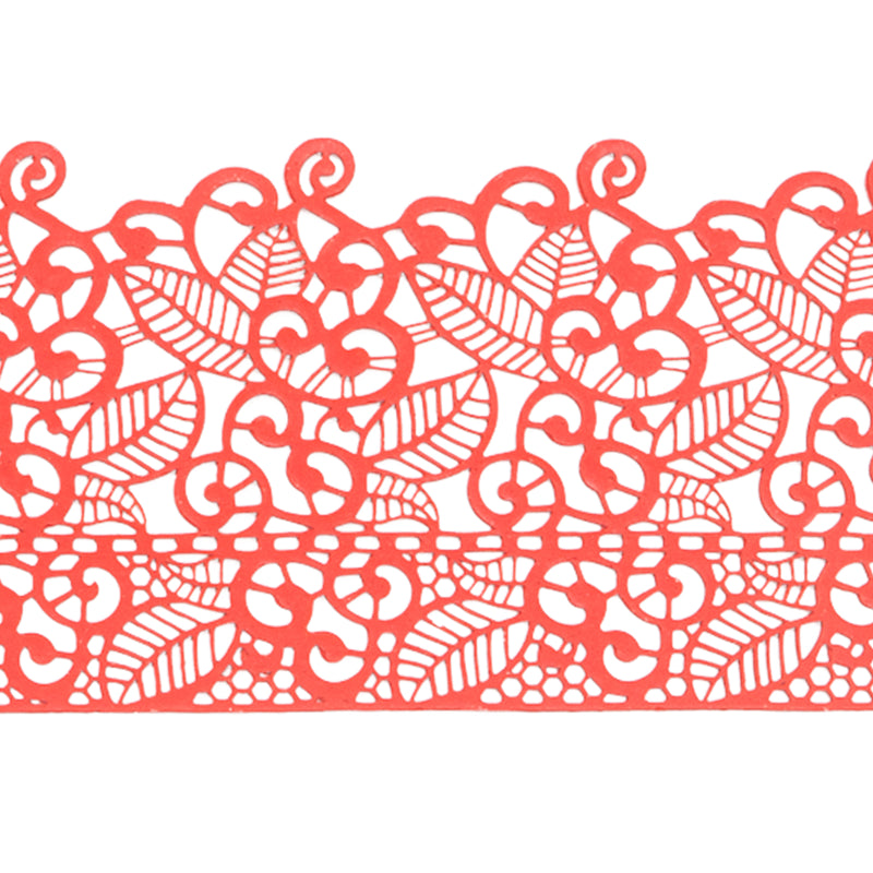 Large Edible Cake Lace Leaf Scroll Red 14-inch