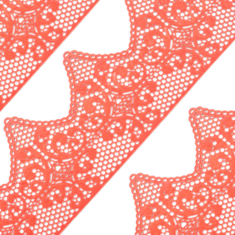 Large Edible Cake Lace Scallop Decoration Red 14-inch