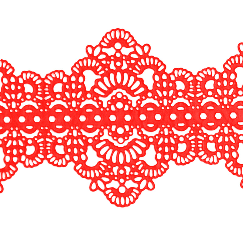 Large Edible Cake Lace Nouveau Style Applique Red 14-inch