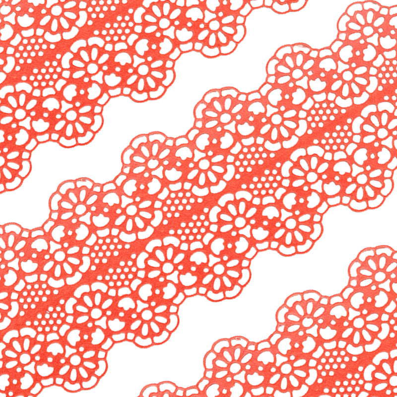 Large Edible Cake Lace Applique Red 14-inch