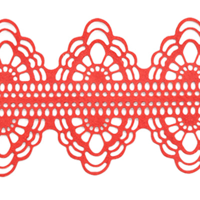 Large Edible Cake Lace Applique Borders Red 14-inch 10-Piece Set