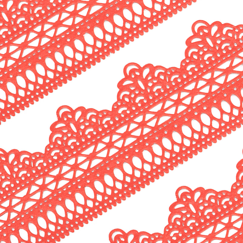 Large Edible Cake Lace Lattice Border Red 14-inch 10-Piece Set