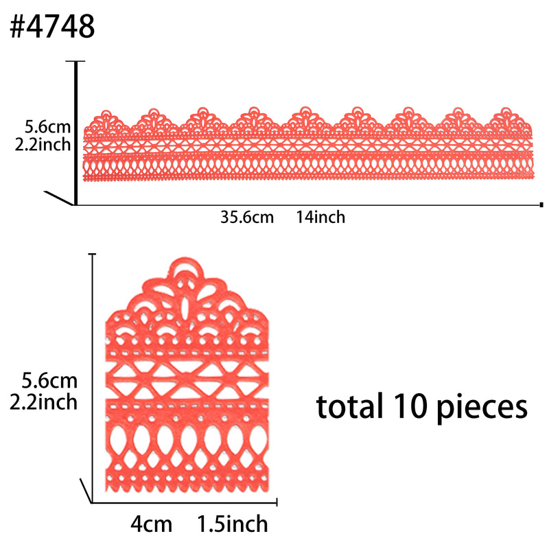 Large Edible Cake Lace Lattice Border Red 14-inch 10-Piece Set