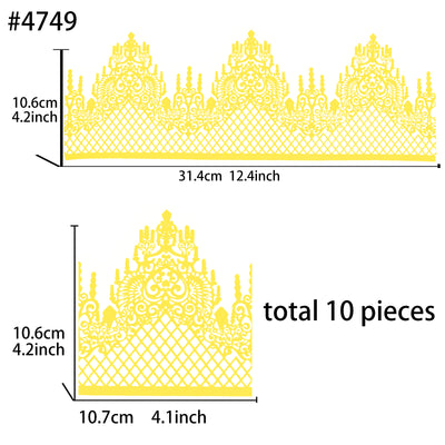 Large Edible Cake Lace Lattice Diamond Scallop Yellow 12-inch 10-Piece Set