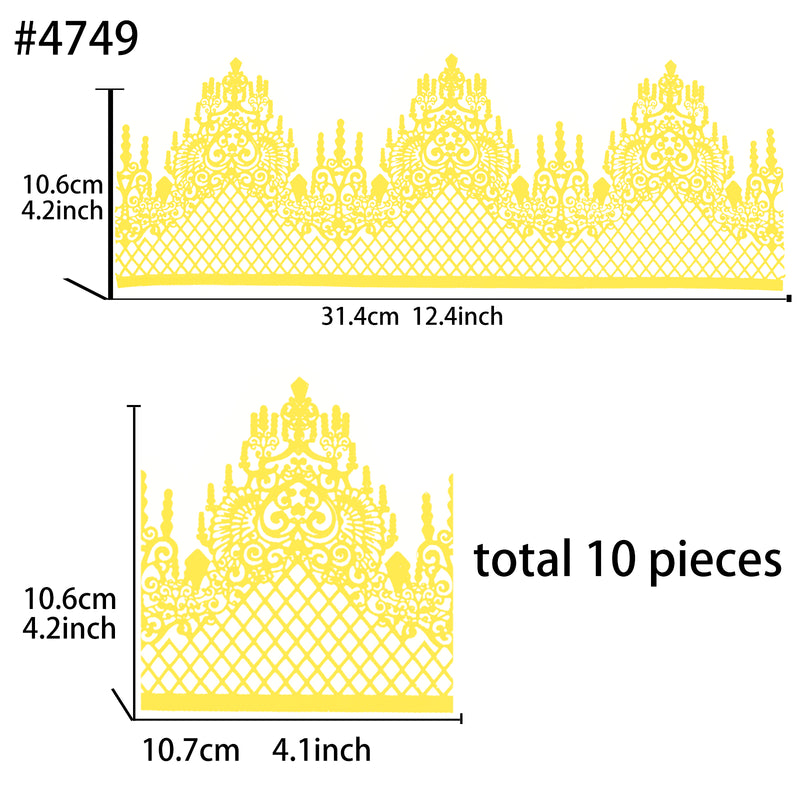 Large Edible Cake Lace Lattice Diamond Scallop Yellow 12-inch 10-Piece Set