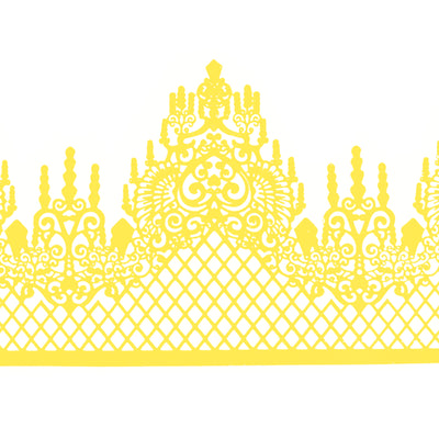 Large Edible Cake Lace Lattice Diamond Scallop Yellow 12-inch