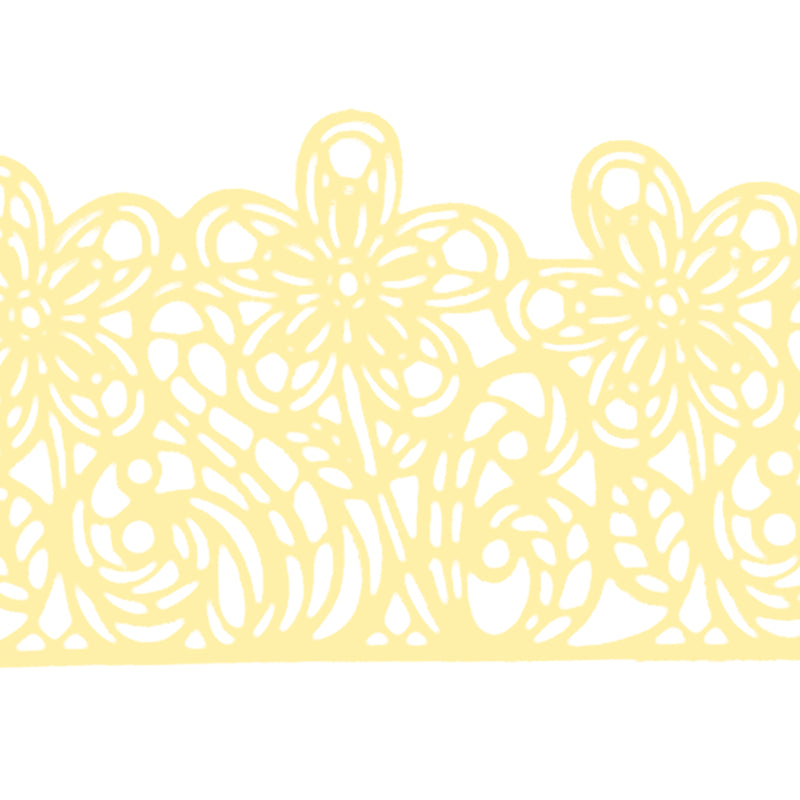 Large Edible Cake Lace Flower Trim Yellow 14-inch