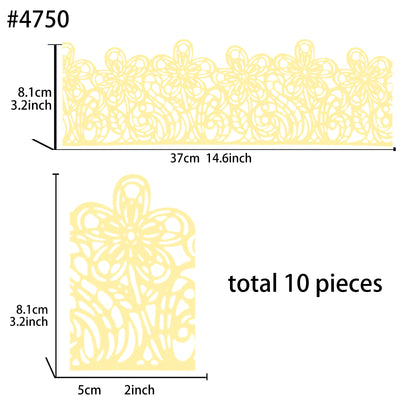 Large Edible Cake Lace Flower Trim Yellow 14-inch 10-Piece Set