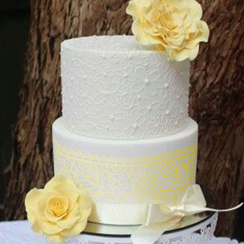 Large Edible Cake Lace Rose Blossom Yellow 14-inch