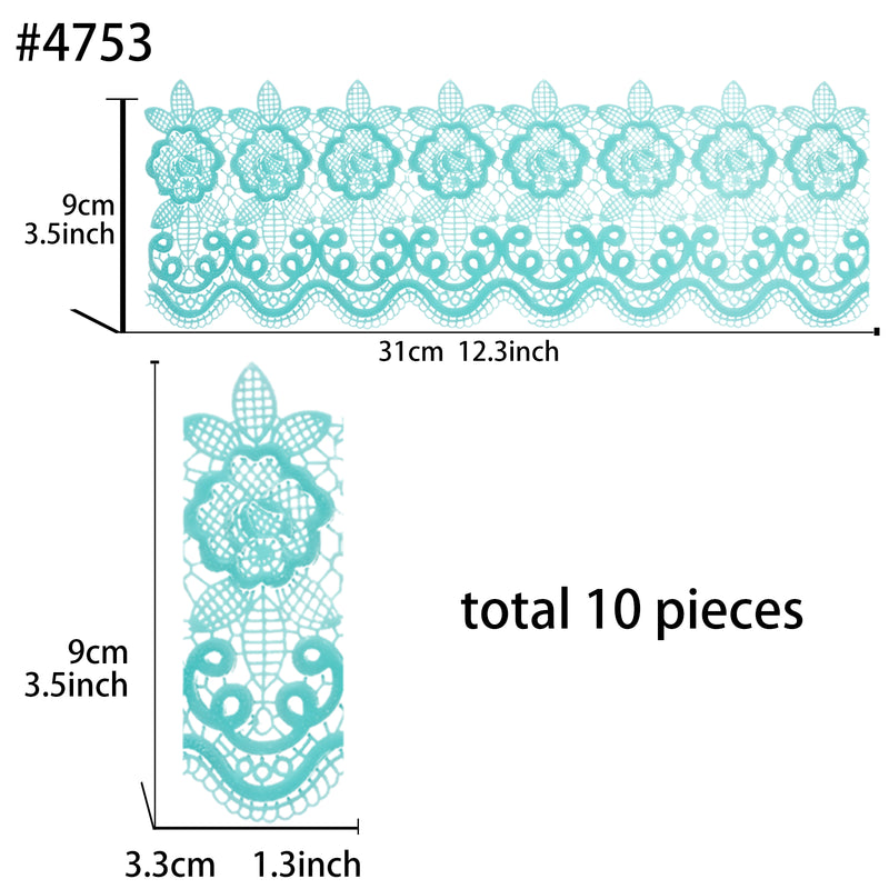 Large Edible Cake Lace Floral Medallion Blue 12-inch 10-Piece Set