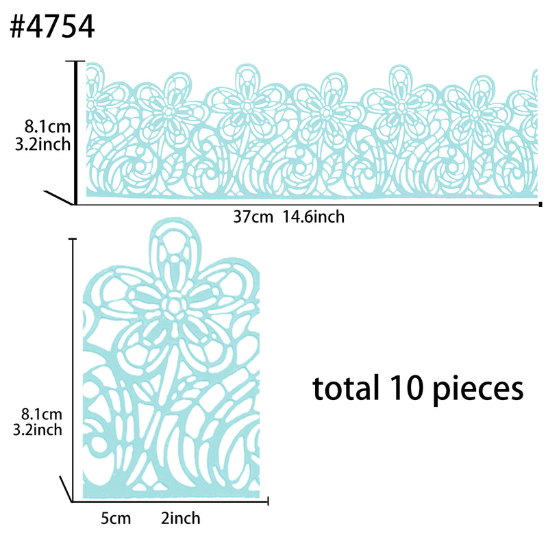 Large Edible Cake Lace Flower Trim Blue 14-inch 10-Piece Set