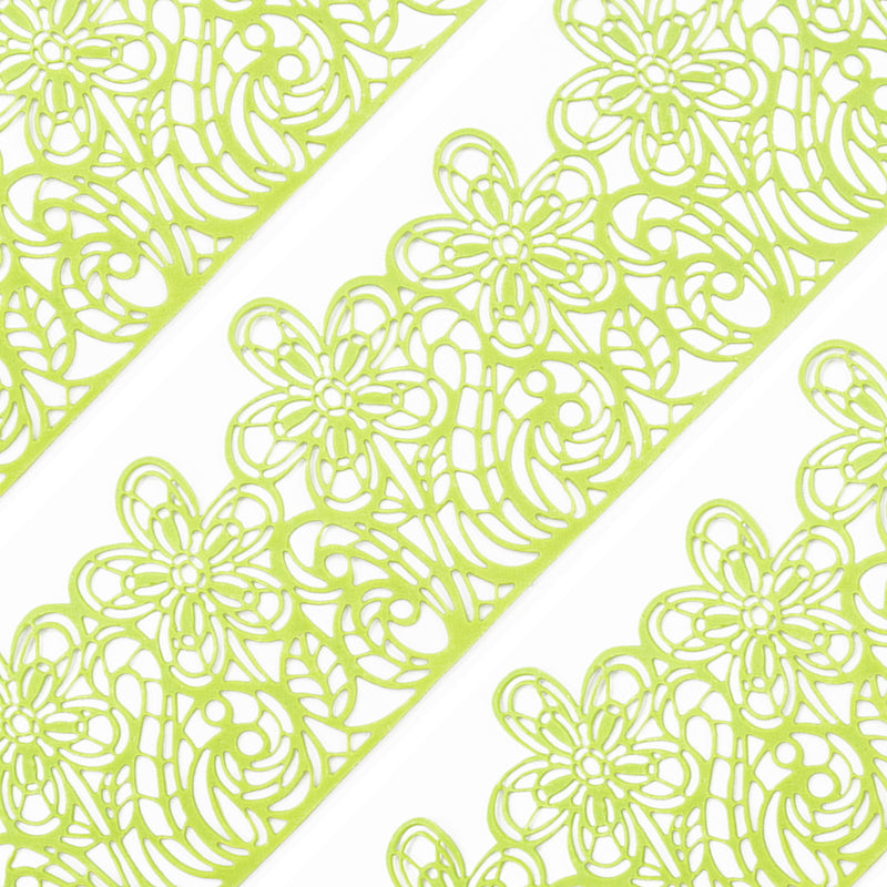 Large Edible Cake Lace Flower Trim Green 14-inch