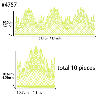 Large Edible Cake Lace Lattice Diamond Scallop Green 12-inch 10-Piece Set