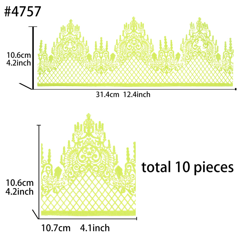 Large Edible Cake Lace Lattice Diamond Scallop Green 12-inch 10-Piece Set