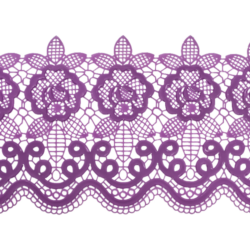 Large Edible Cake Lace Floral Medallion Purple 12-inch