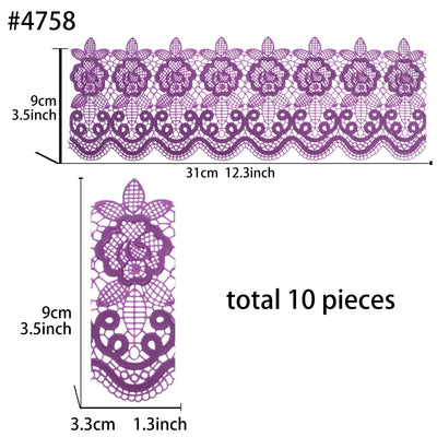 Large Edible Cake Lace Floral Medallion Purple 12-inch 10-Piece Set