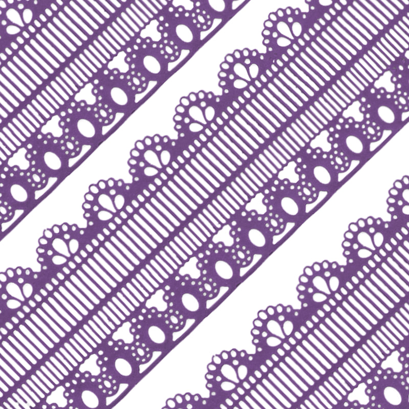 Large Edible Cake Lace Retro Trim Purple 14-inch