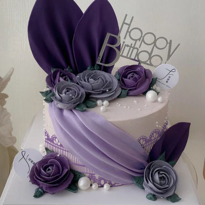 Large Edible Cake Lace Retro Trim Purple 14-inch 10-Piece Set