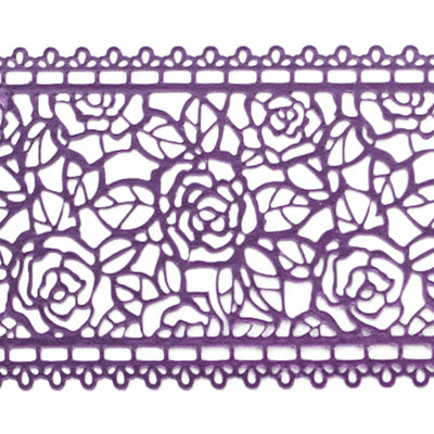 Large Edible Cake Lace Rose Blossom Purple 14-Inch 10-Piece Set