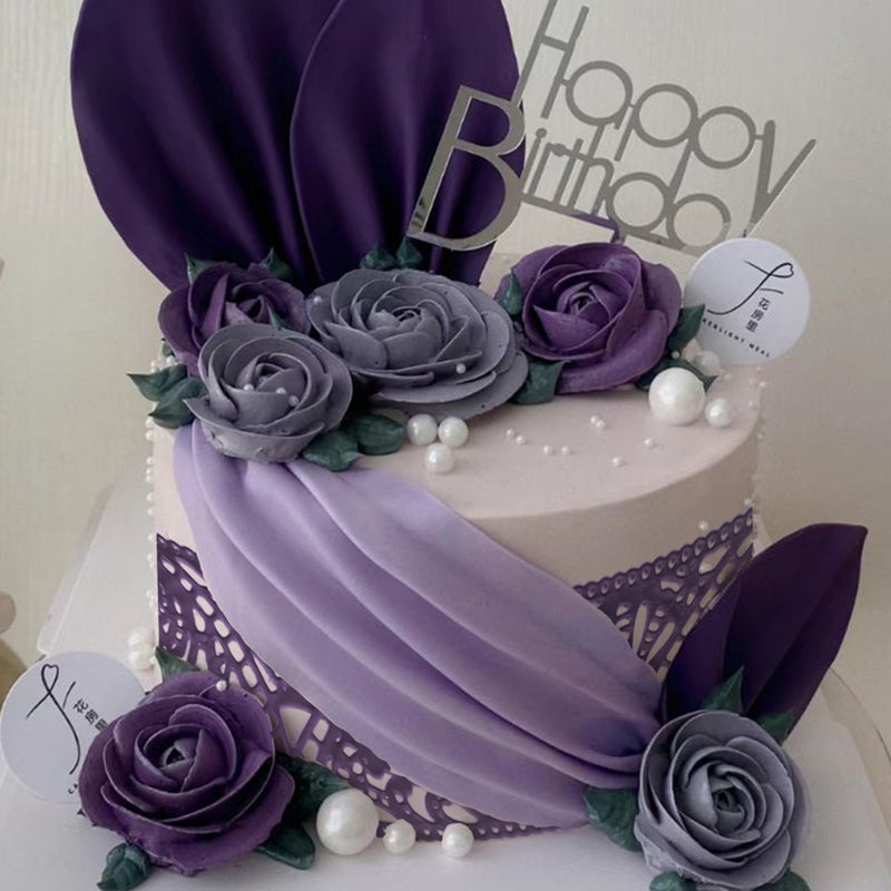 Large Edible Cake Lace Ribbon Purple 14-Inch 10-Piece Set