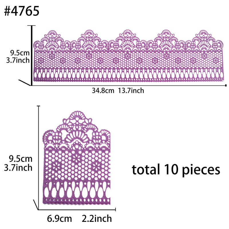 Large Edible Cake Lace Lattice with Small Daisy Purple 14-Inch 10-Piece Set