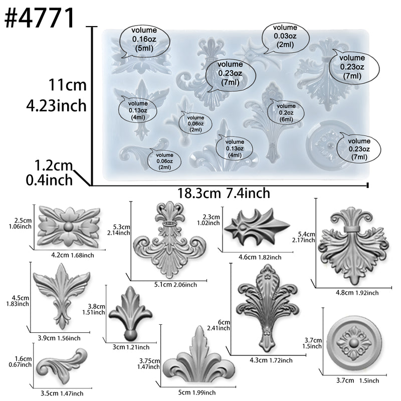 Baroque Curlicues Scroll Lace Silicone Mold