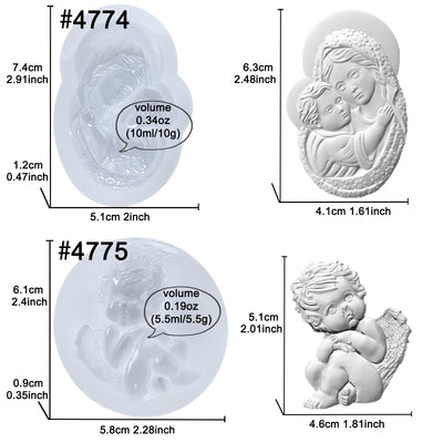 Air Dry Clay Silicone Resin Molds Set 2-Count Mother|Cherub