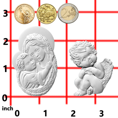 Air Dry Clay Silicone Resin Molds Set 2-Count Mother|Cherub