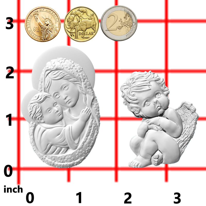 Air Dry Clay Silicone Resin Molds Set 2-Count Mother|Cherub