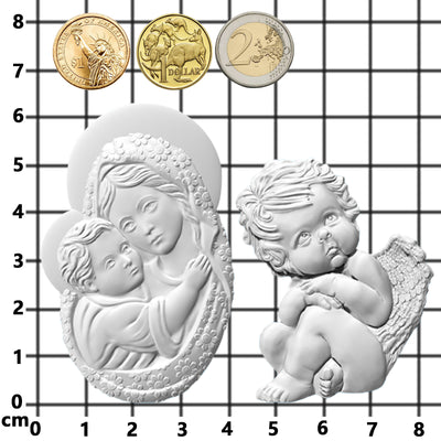 Air Dry Clay Silicone Resin Molds Set 2-Count Mother|Cherub