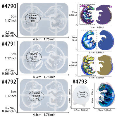 Dinosaur Resin Moulds Embryo Egg Epoxy Casting Set 4 Pics