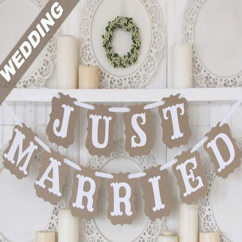 Just Married Bunting Banner for Wedding 4x5-Inch