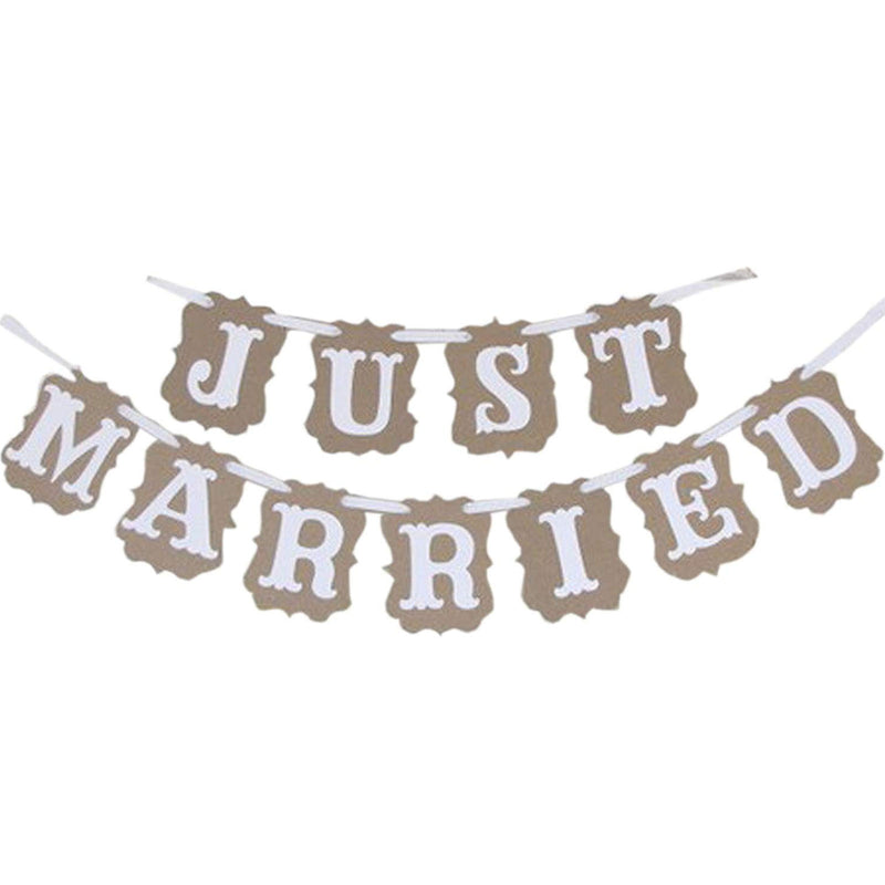 Just Married Bunting Banner for Wedding 4x5-Inch