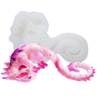 Resin Mould Silicone Mermaid Dragon for 3D Epoxy Fondant Cake Decoration 4.2inch