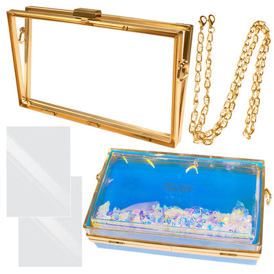Rectangular Clutch Bag Frame with PVC Films and Chain Auxiliary Accessories Set of 4