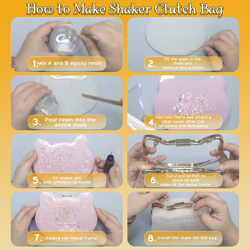 Heart Resin Shaker Clutch Bag Mold Complete Set of 9