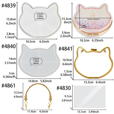 Cat Resin Shaker Clutch Bag Mold Complete Set of 9