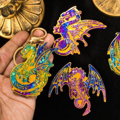 Flying Dragon Keychain Silicone Epoxy Resin Mold 9-cavities