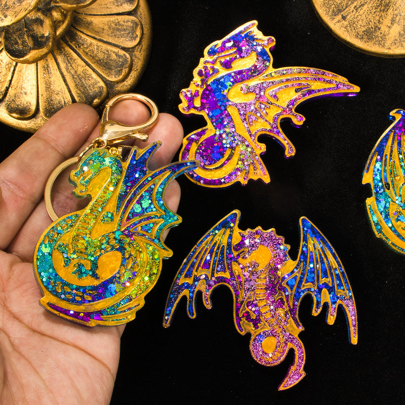 Flying Dragon Keychain Silicone Epoxy Resin Mold 9-cavities