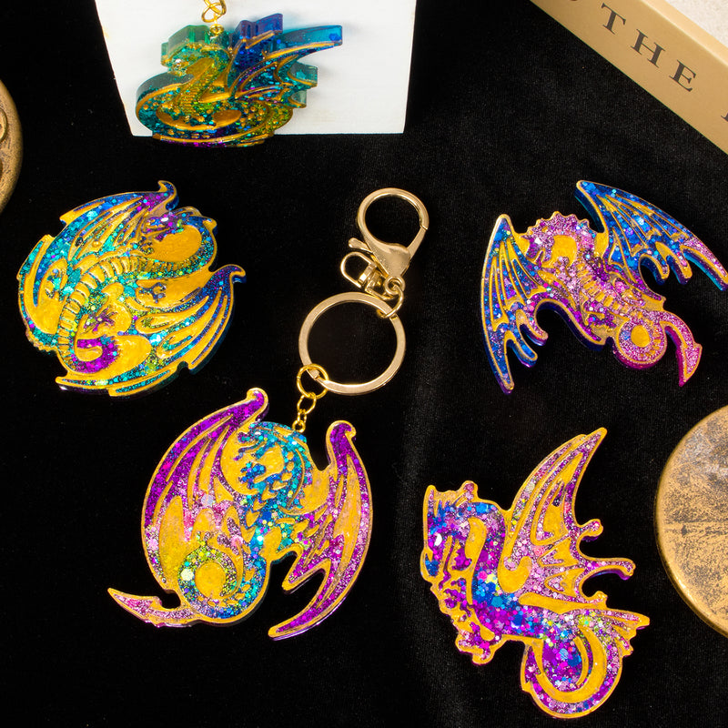 Flying Dragon Keychain Silicone Epoxy Resin Mold 9-cavities
