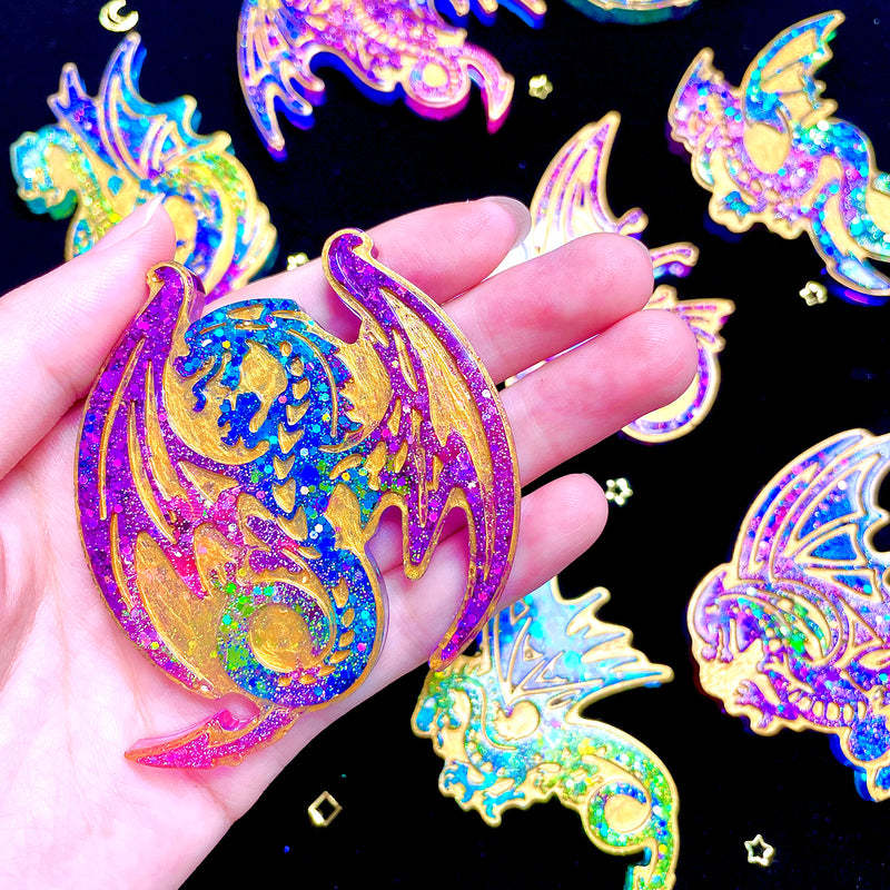 Flying Dragon Keychain Silicone Epoxy Resin Mold 9-cavities