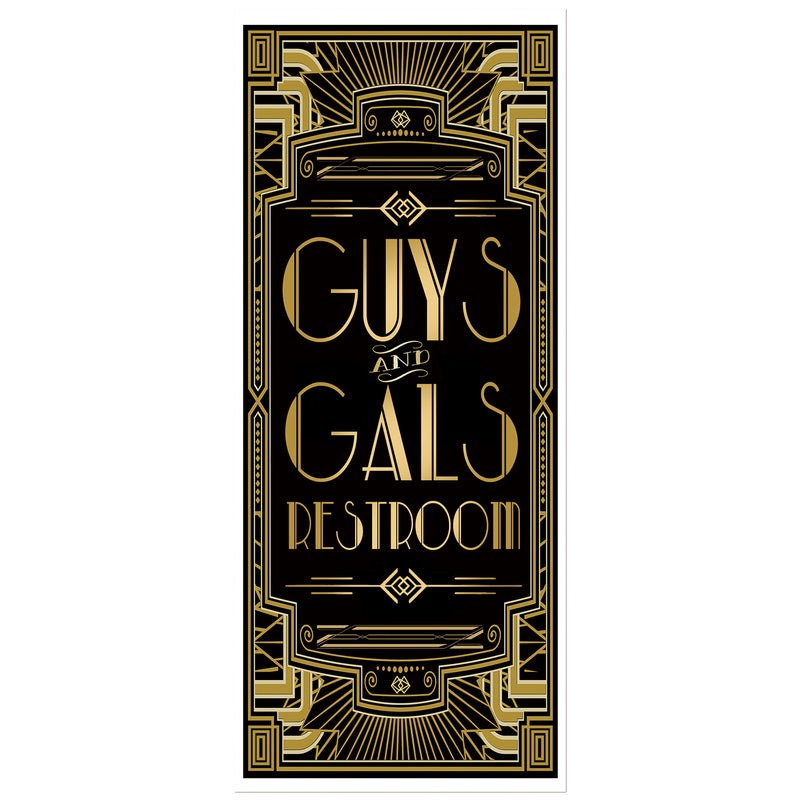 Roaring 20s Door Cover Gatsby Theme Party Guys and Gals Restroom 72x30inch