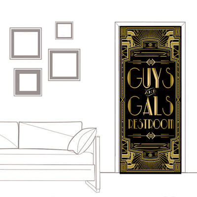 Roaring 20s Door Cover Gatsby Theme Party Guys and Gals Restroom 72x30inch