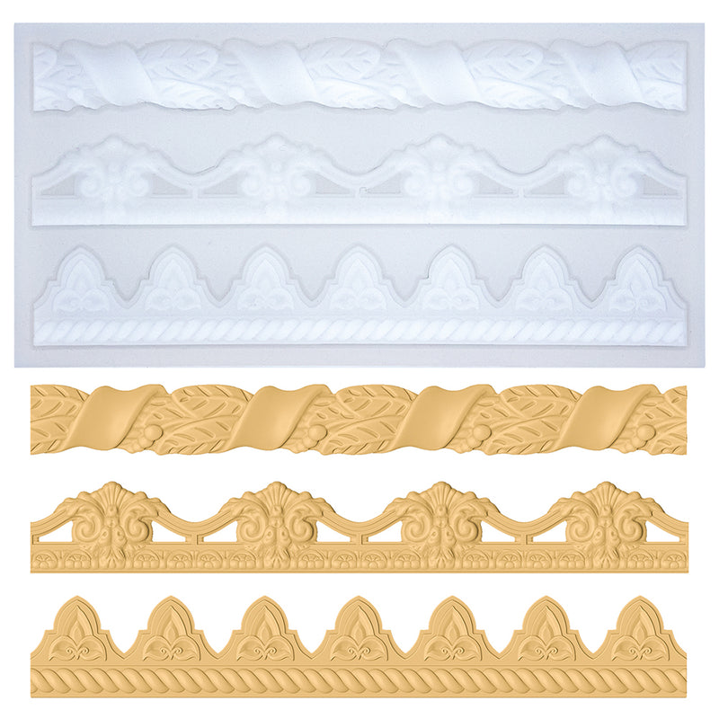 Border Trimmings Silicone Mold 3-Cavity 7.6x3.9x0.5 Inches