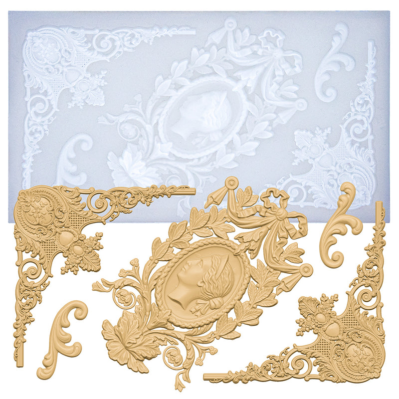 Cameo Flourish Silicone Mold 5-Cavity 7.6x4.3x0.5 Inches
