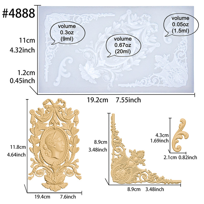 Cameo Flourish Silicone Mold 5-Cavity 7.6x4.3x0.5 Inches