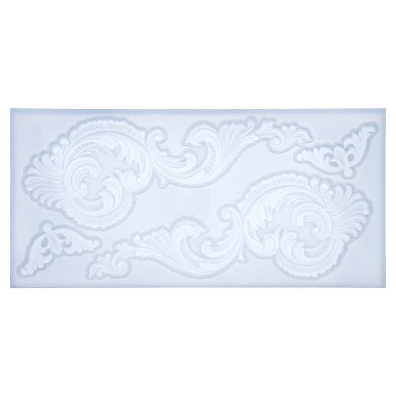 Baroque Scrolls Silicone Mold 4-Cavity 7.8x3.9x0.4 Inches
