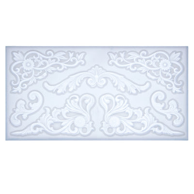 Rococo Embellishment Silicone Mold 7-Cavity 7.7x4.1x0.4 Inches