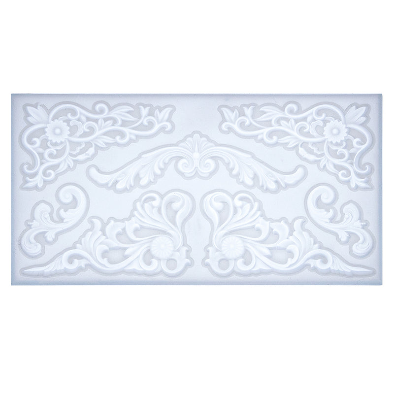 Rococo Embellishment Silicone Mold 7-Cavity 7.7x4.1x0.4 Inches