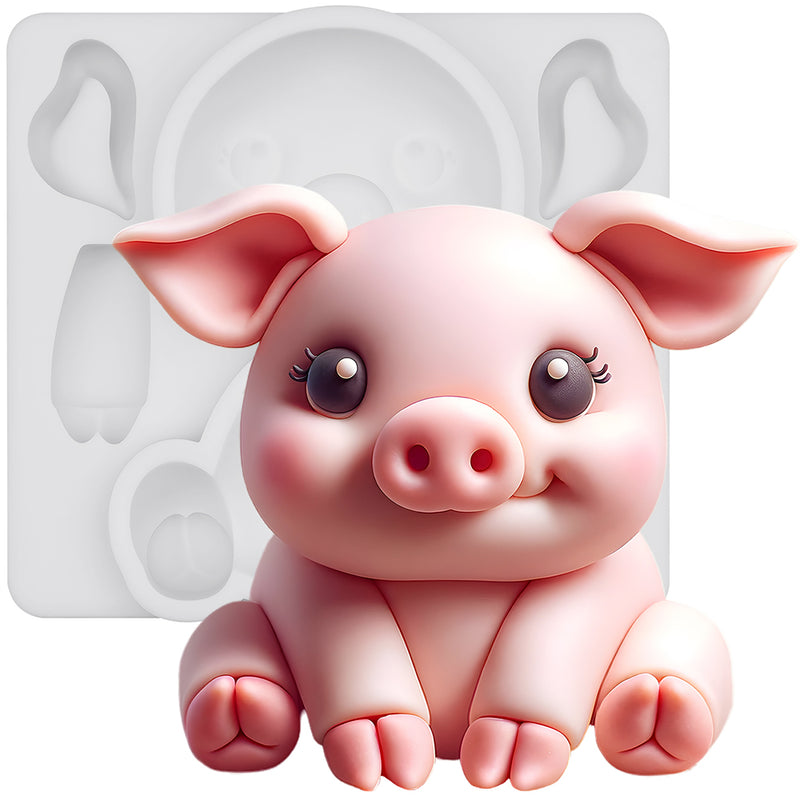 Farm Animal Pig Silicone Mold 3 Inches Tall